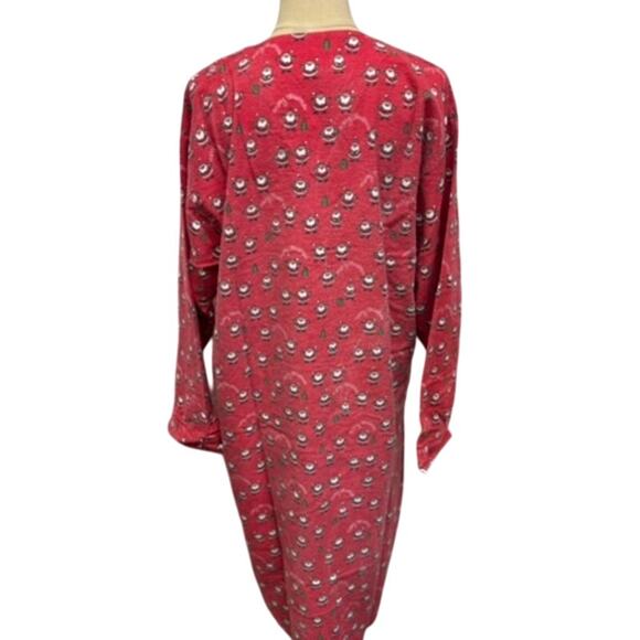 "Botany 500" Red Flannel Christmas Night Shirt VTG SZ S/M  Santa & Wreaths Mom - Picture 6 of 12